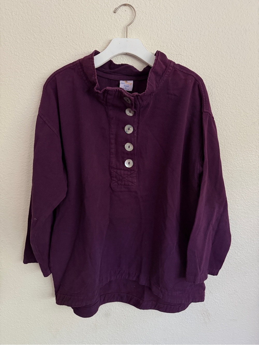 Women's Sea Breeze Long-Sleeve Button Top in Deep Plum size L